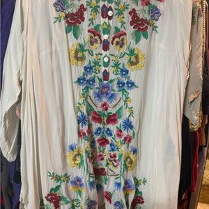 Johnny Was Multicolor Floral Embroidered Blouse